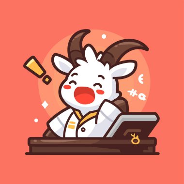 Şirin bir keçi çizgi film karakterinin vektör çizimi