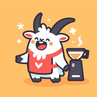 Sütlü ve fincanlı şirin bir köpek.