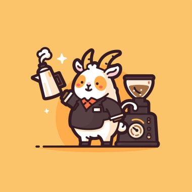 Bir fincan kahveli inek çizgi filmi karakteri..