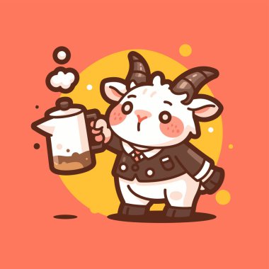 Bir fincan kahvenin içinde sevimli bir tavşan. vektör illüstrasyonu.