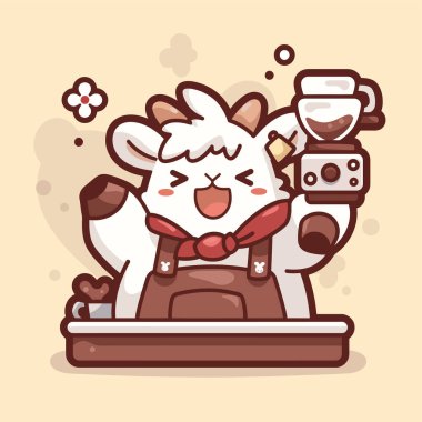 Süt ve çay poşetli, vektör düz çizgi film kawaii karakteri.