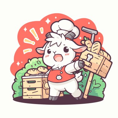 Tatlı bir keçinin vektör çizimi