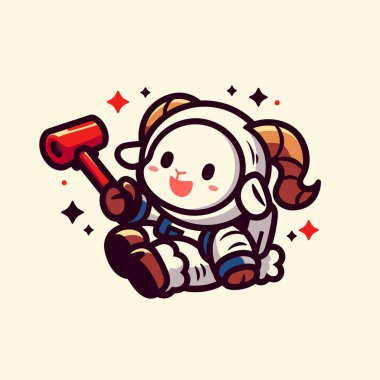 Kasklı şirin astronot.