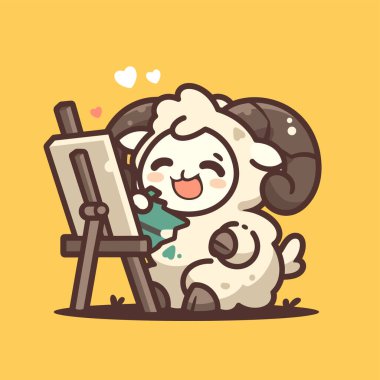 Büyük fırçalı şirin keçi çizgi filminin vektör çizimi