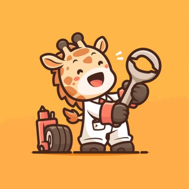 Hayvan kostümlü şirin zürafa elinde büyüteçle