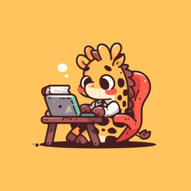 Kitap okuyan sevimli çizgi film hayvanı. vektör illüstrasyonu