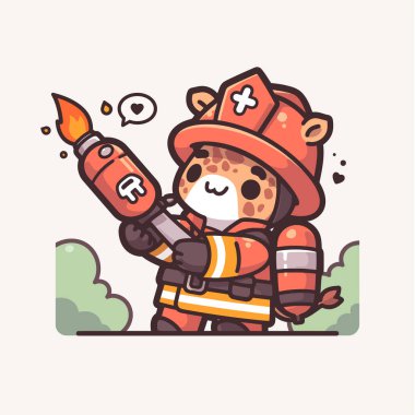 Kostümlü şirin kaplanın vektör karikatürü elinde ateş konisi tutuyor. Sevimli hayvan çizgi film ikonu. Çocuklar için çıkartma, çıkartma, kart, çıkartma,