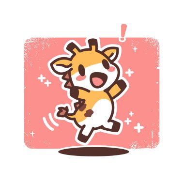 Vektör çizimi. Kollarında boynuzları olan çizgi film kaplanı..