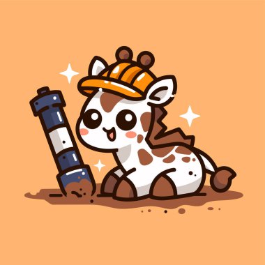 Sevimli çizgi film zürafayı. Vektör çizim.