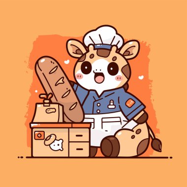 Şef üniforması içinde sevimli bir tavşan.