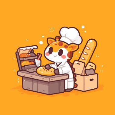 Çizgi film şefi yemek pişiriyor.