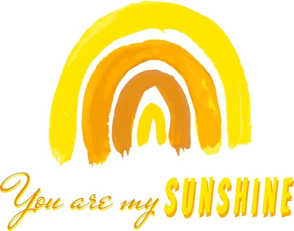 水彩缤纷黄色彩虹你是我的阳光 用欢乐的太阳的水彩画背景的矢量图 你是我的阳光 — 图库矢量图片