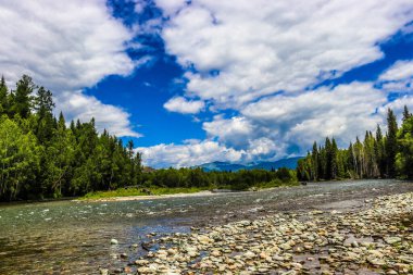 Dağlardaki nehrin güzel manzarası