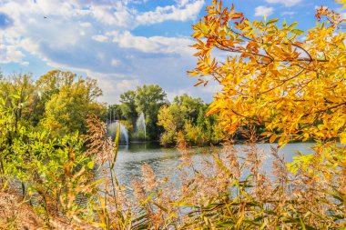 Nehirli sonbahar manzarası