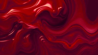 Parlak kırmızı renk eğimine sahip dalgalar halinde eriyip hareket eden mermerlerin soyut arkaplanı