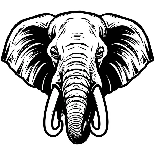 Ilustración Vectorial Cara Elefante Insatisfecho Con Colmillos Grandes Ideal Para — Archivo Imágenes Vectoriales