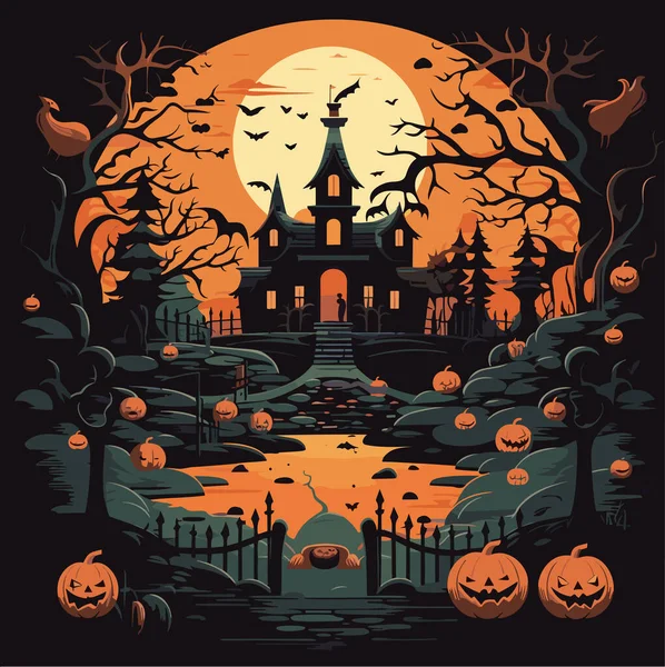 Halloween Kísérteties Komor Vektor Illusztráció Téma Ünneplés — Stock Vector
