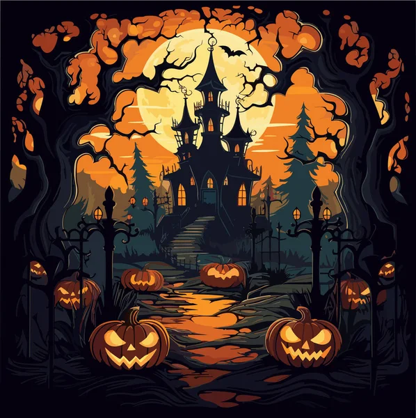 Halloween Gambaran Vektor Seram Dan Suram Pada Tema Perayaan - Stok Vektor
