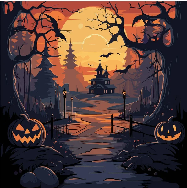 Halloween Una Ilustración Vectorial Espeluznante Sombría Sobre Tema Celebración — Vector de stock