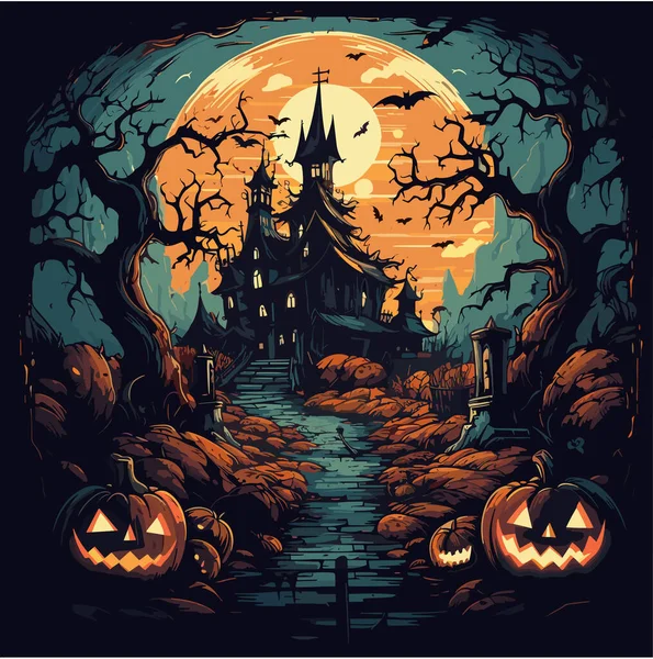 Halloween Kísérteties Komor Vektor Illusztráció Téma Ünneplés — Stock Vector