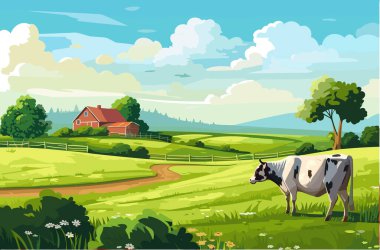 Agriculture, working in the field, harvesting, sunny day, vector flat illustration. clipart