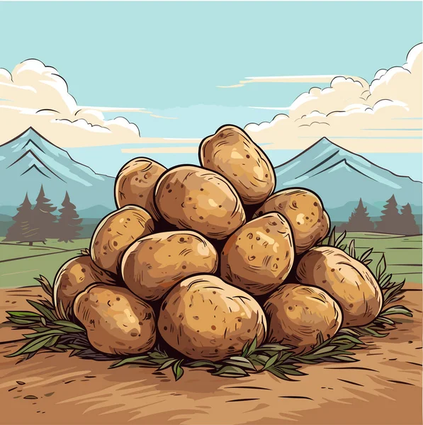 Kilka Ilustracji Wektora Ziemniaków Ilustracja Żywności Wektor — Wektor stockowy