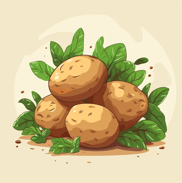 vector brown cute little kawaii potato cartoon character isolated on white  background. My name is potato vector concept illustration. funky summer  vegetable food kids character, Stock vector
