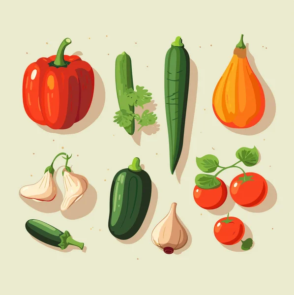 Свіжі Овочі Здорового Харчування Ізольовані Нейтральному Тлі Векторна Ілюстрація Їжі — стоковий вектор