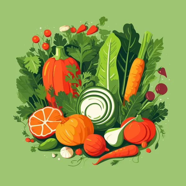 Świeże Warzywa Dla Zdrowego Posiłku Odizolowany Neutralnym Tle Ilustracja Żywności — Wektor stockowy