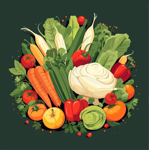 Verduras Frescas Para Una Comida Saludable Aislado Fondo Neutro Ilustración — Archivo Imágenes Vectoriales