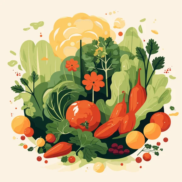 Legumes Frescos Para Uma Refeição Saudável Isolado Fundo Neutro Ilustração — Vetor de Stock