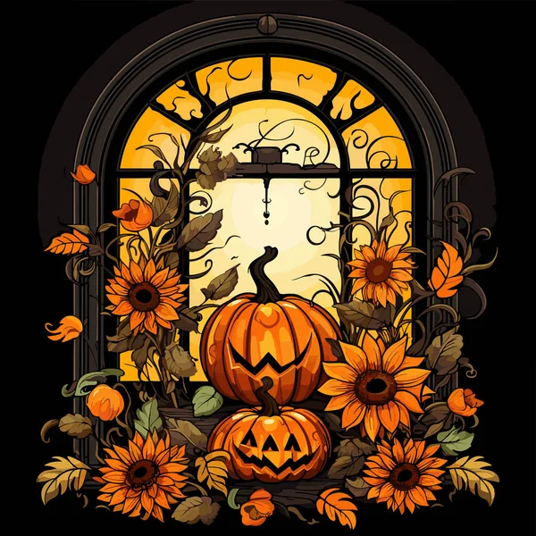 Halloween Kísérteties Komor Vektor Illusztráció Téma Ünneplés — Stock Vector