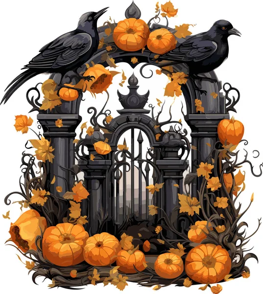 Halloween Una Ilustración Vectorial Espeluznante Sombría Sobre Tema Celebración — Vector de stock