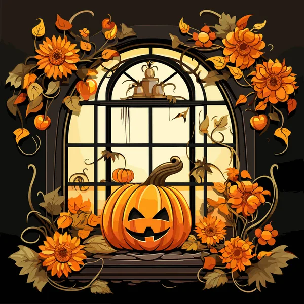 Halloween Una Ilustración Vectorial Espeluznante Sombría Sobre Tema Celebración — Archivo Imágenes Vectoriales