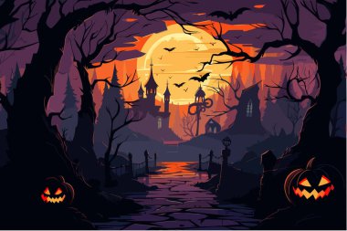 Halloween, a spooky and gloomy vector illustration on the theme of celebration. clipart