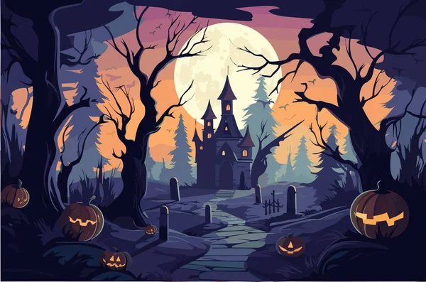 Halloween Uma Ilustração Vetorial Assustadora Sombria Sobre Tema Celebração —  Vetores de Stock
