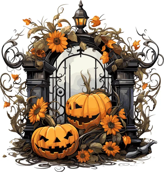 Halloween Uma Ilustração Vetorial Assustadora Sombria Sobre Tema Celebração —  Vetores de Stock