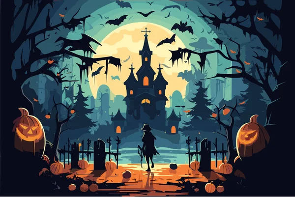 Halloween Spooky Gloomy Vector Illustration Theme Celebration — Stock Vector