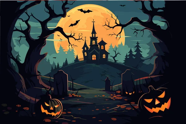 Halloween Strašidelná Ponurá Vektorová Ilustrace Téma Oslav — Stockový vektor