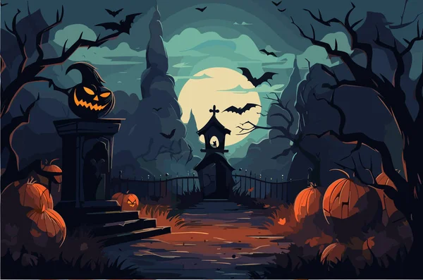 Halloween Una Ilustración Vectorial Espeluznante Sombría Sobre Tema Celebración — Archivo Imágenes Vectoriales