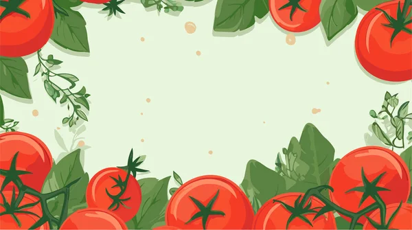 Ramka Pomidorami Puste Miejsce Tekst Ilustracja Wektorowego Wzorca Żywności Ekologicznej — Wektor stockowy