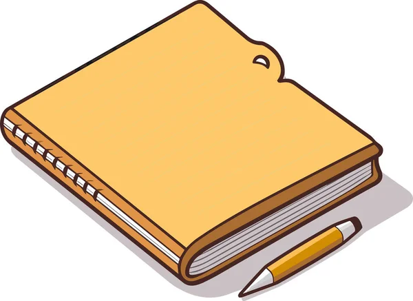 Vector Único Cartoon Spiral Notebook Isolado Fundo Branco Ilustração Vetorial — Vetor de Stock