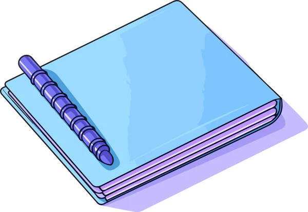 Vector Single Cartoon Spiraal Notebook Geïsoleerd Witte Achtergrond Vector Illustratie — Stockvector