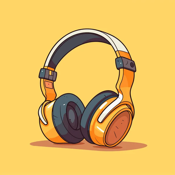 Funky Colorful Drawn Musical Retro Headphones Vector Illustration — Stock Vector