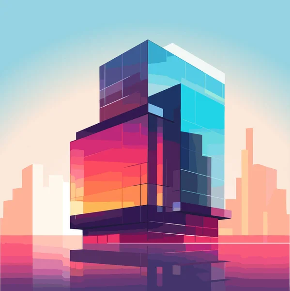 Vektor Illustration Moderner Architektur Gebäude Lebendigen Farben Futuristischen Stil Konzept — Stockvektor