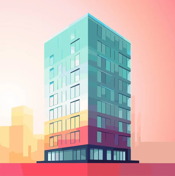 Vektor Illustration Moderna Arkitekturbyggnader Levande Färger Futuristisk Stil Koncept För — Stock vektor