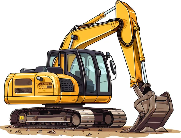 Excavadora Ilustración Vectorial Una Excavadora Aislada Sobre Fondo Blanco Construcción — Vector de stock