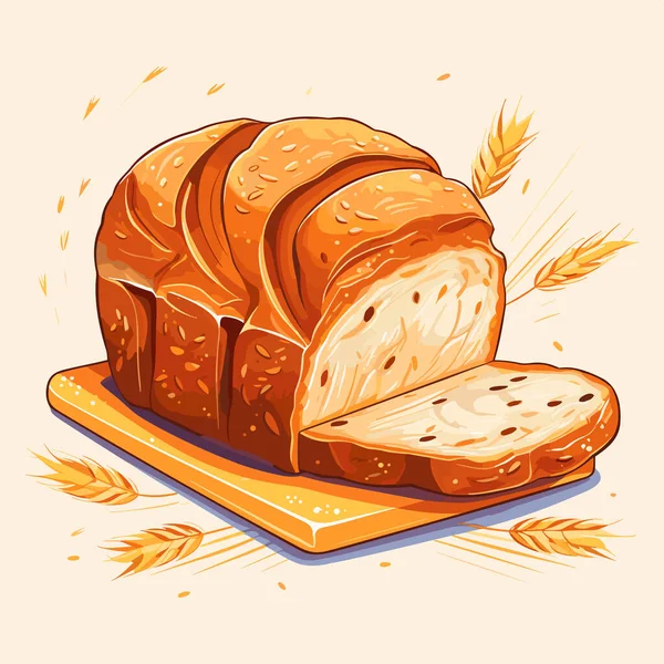 Пшеничный Хлеб Икона Пекарни Нарезанный Свежий Хлеб Пшеницы Изолированы Нейтральном — стоковый вектор