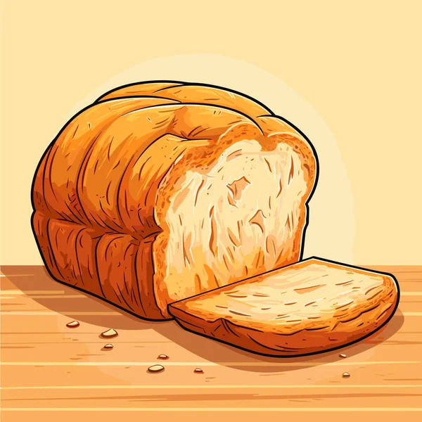 小麦面包 面包店图标 切片新鲜小麦面包分离的中性背景 — 图库矢量图片