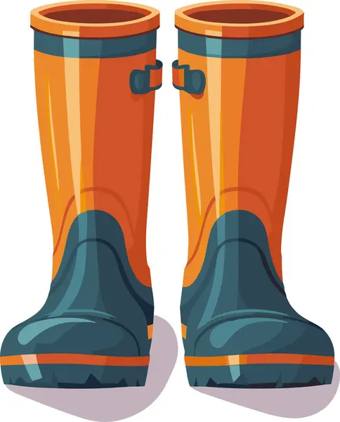 Cartoon Υψηλής Καθαρό Μπότες Από Καουτσούκ Κηπουρική Φθινόπωρο Επίπεδο Στυλ — Διανυσματικό Αρχείο